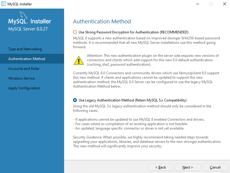 Configuring MySQL on Windows