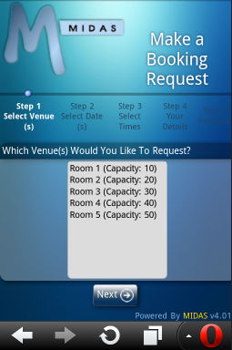 Public Booking Requests in v4.01 on Opera Mobile on a Smartphone