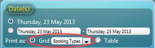 Print The Booking Grid