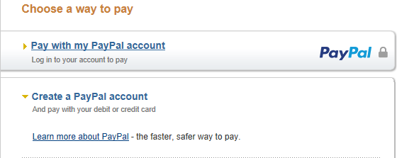 PayPal card payment requiring a PayPal account first