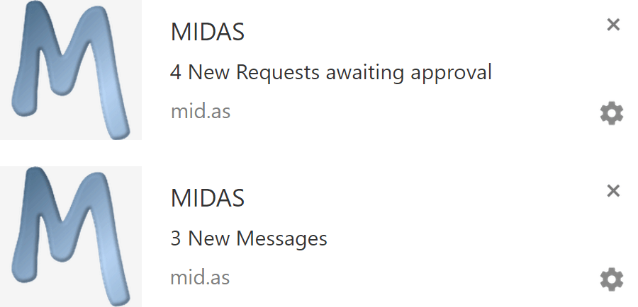 MIDAS Desktop Notifications