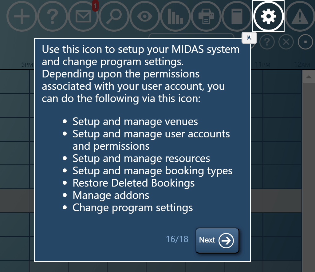 Quick Tour of the Manage MIDAS settings