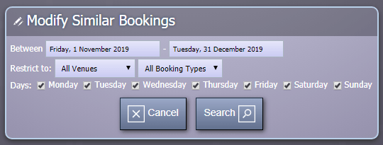 Limit similar booking search results to specific days of the week
