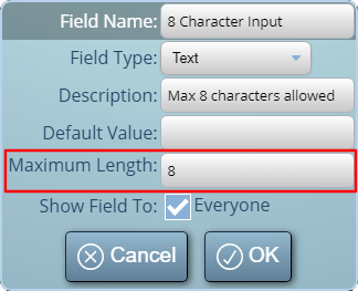Control the maximum input length of custom text fields