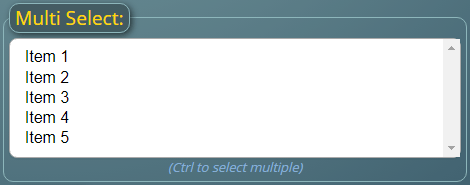 A custom multi-select list, showing a maximum of 5 items at any given time