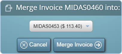 Merge a client's invoice into one of their other existing invoices