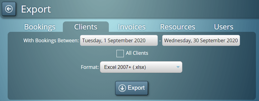 Export Clients With Bookings Within A Specified Date Range