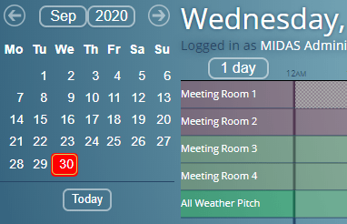 New calendar widget in MIDAS v4.26