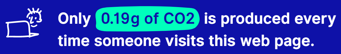 Only 0.19g of CO2 are produced by visiting our website 