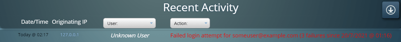 Failed login attempts are now collated into single entries