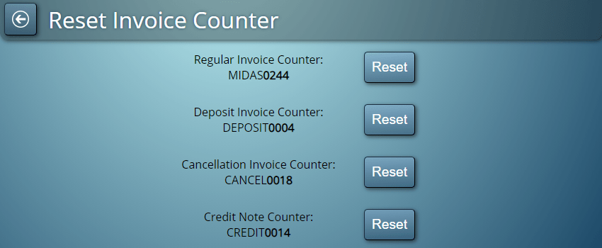 Reset Invoice Counters in MIDAS