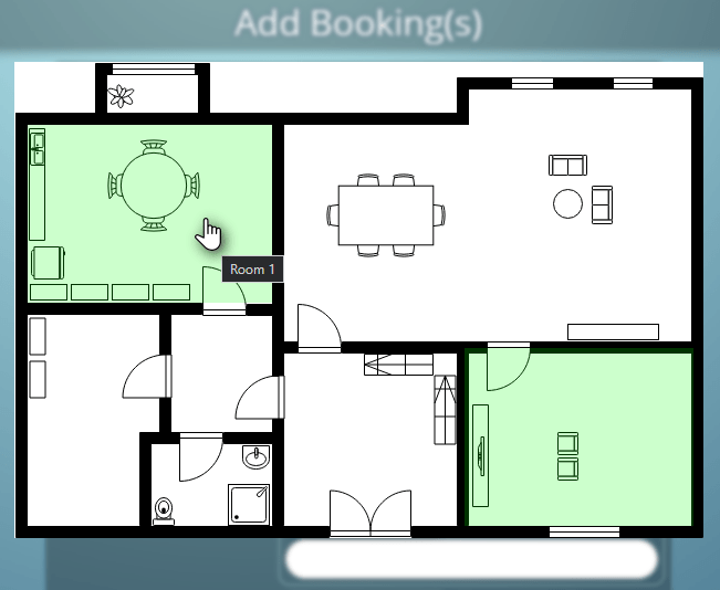 Users can click to zoom a floor plan for a larger version from which venues can be selected