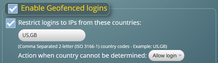 Restrict MIDAS logins to certain countries