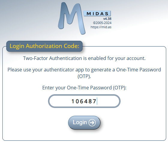 Entering a OTP generated by your authenticator app to complete login