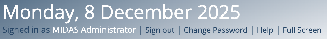 The "user bar" in previous versions of MIDAS