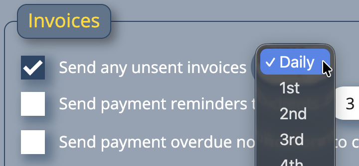 Choose when unsent invoices are sent