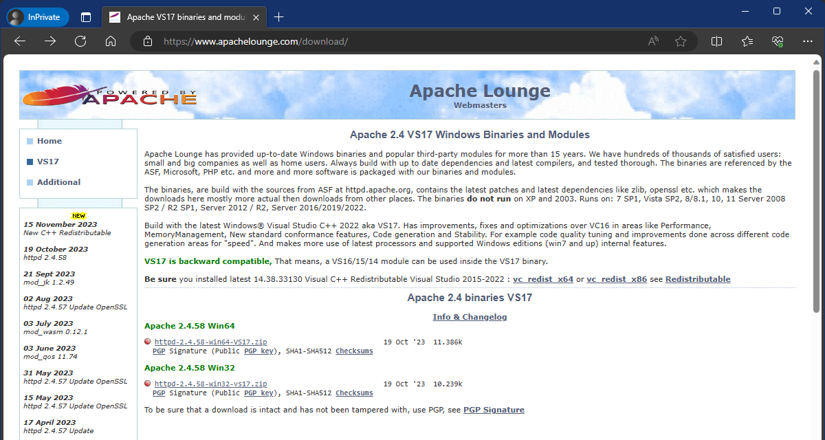 Скачать веб сервер apache на windows